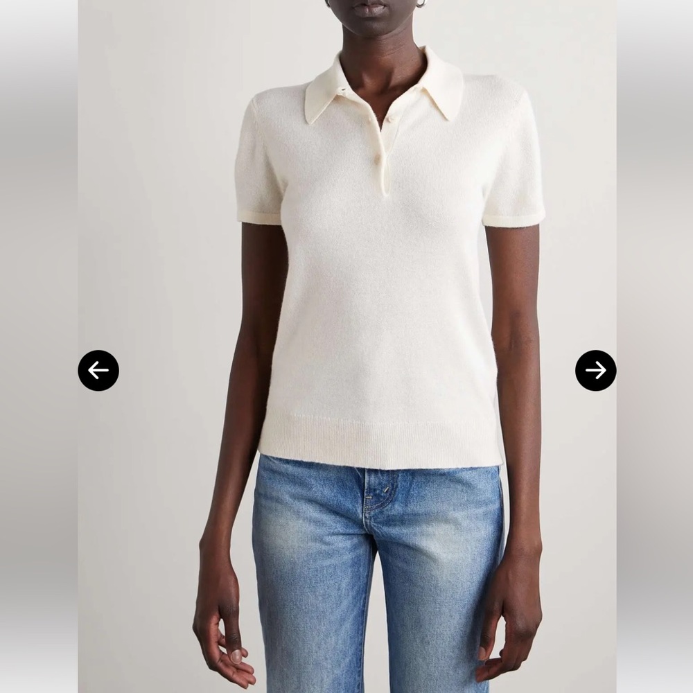 Nile Lotan Milos 100% Cashmere Short Sleeve Polo Sweater